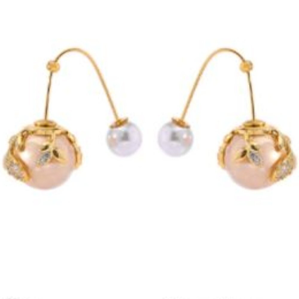 ❤️ Gold Plated Pearl & Flower Drop Earrings